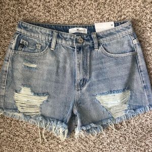 High-waisted jean shorts